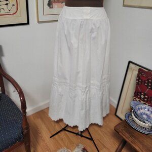 Vintage 100% Cotton Pleated and Lace Underskirt -Drawstring Waist tie XL